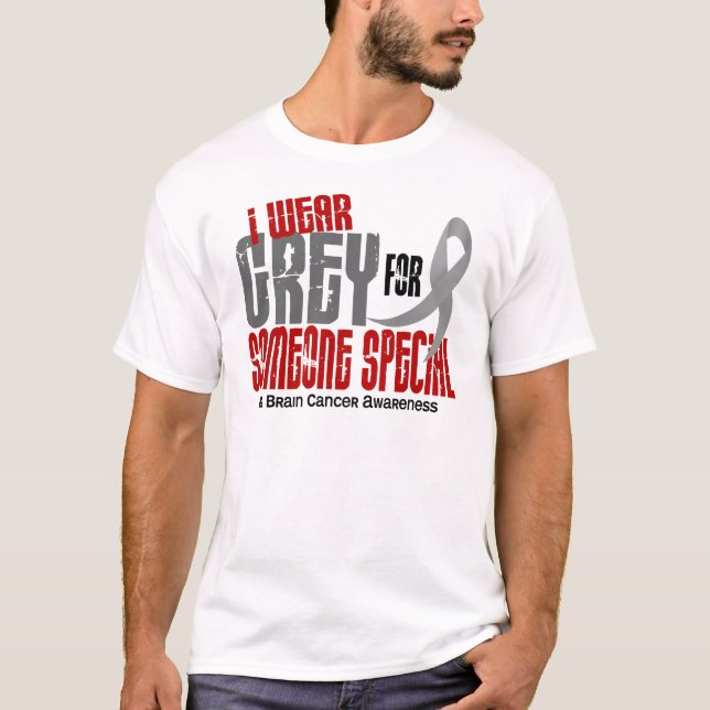 Camiseta Cáncer de cerebro llevo el gris para alguien 6,2 (Anverso)