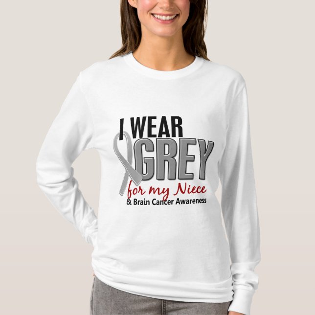 Camiseta CÁNCER de CEREBRO llevo el gris para mi sobrina 10 (Anverso)