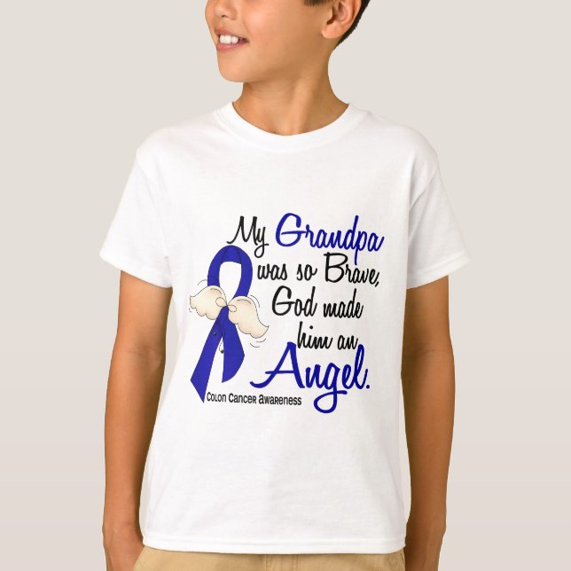 Camiseta Cáncer de colon del abuelo del ángel 2 (Anverso)