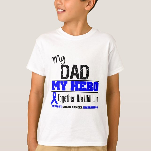 Camiseta Cáncer de colon mi papá mi héroe (Anverso)