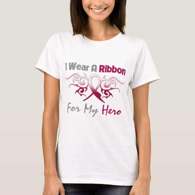 Camiseta Cáncer de cuello de cabeza Héroe de Cinta de deco  (Anverso)