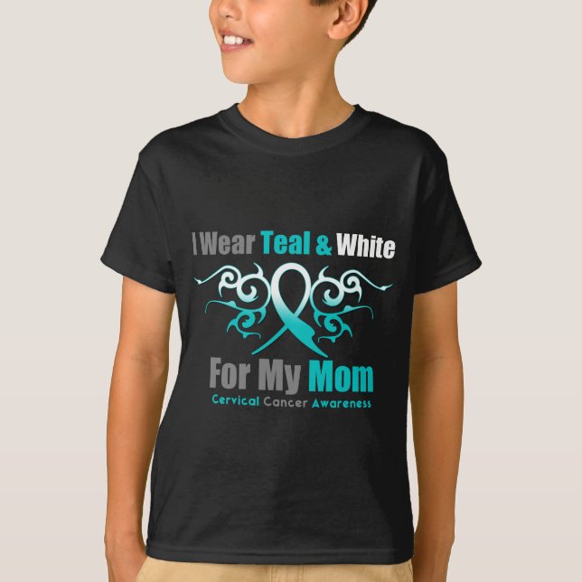 Camiseta Cáncer de cuello del útero llevo a la mamá verde (Anverso)