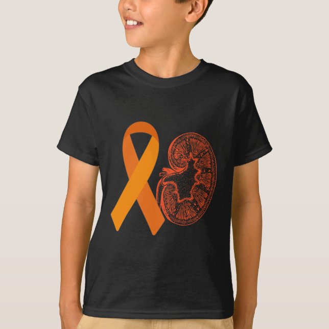 Camiseta Cáncer de Enfermedad Conciencia Naranja Ribbon Mes (Anverso)