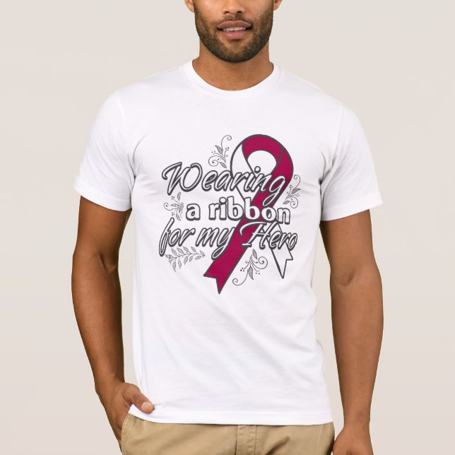 Camiseta Cáncer de garganta que lleva una cinta para mi (Anverso)