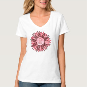 Camiseta Cáncer de girasol rosa Conciencia de las mujeres c