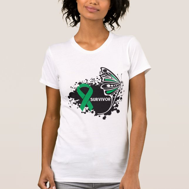 Camiseta Cáncer de hígado abstracto de la mariposa del (Anverso)
