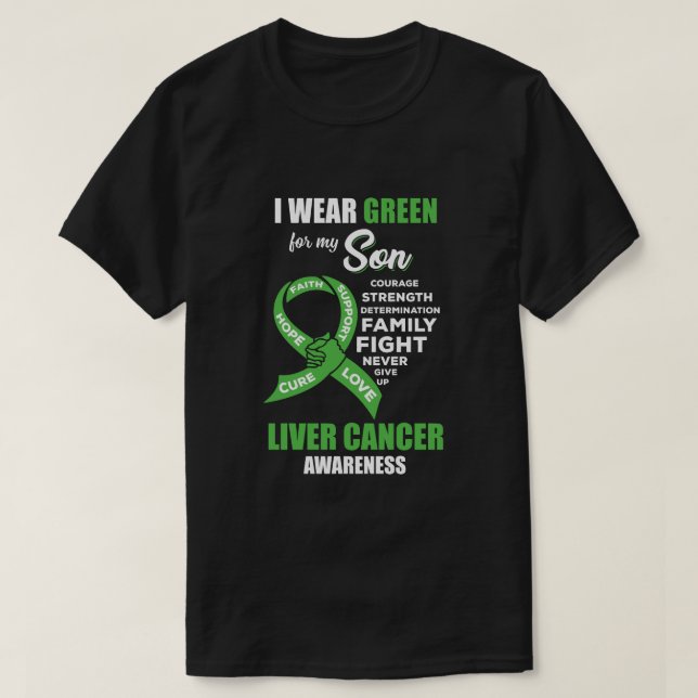 Camiseta Cáncer De Hígado Que Uso Verde Para Mi Hijo Mamá (Diseño del anverso)