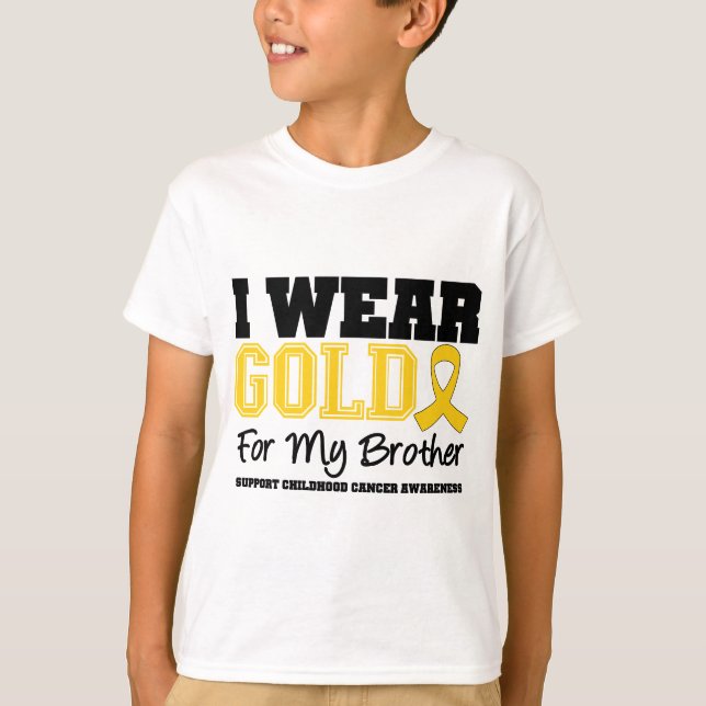 Camiseta Cáncer de la niñez llevo la cinta Brother del oro (Anverso)