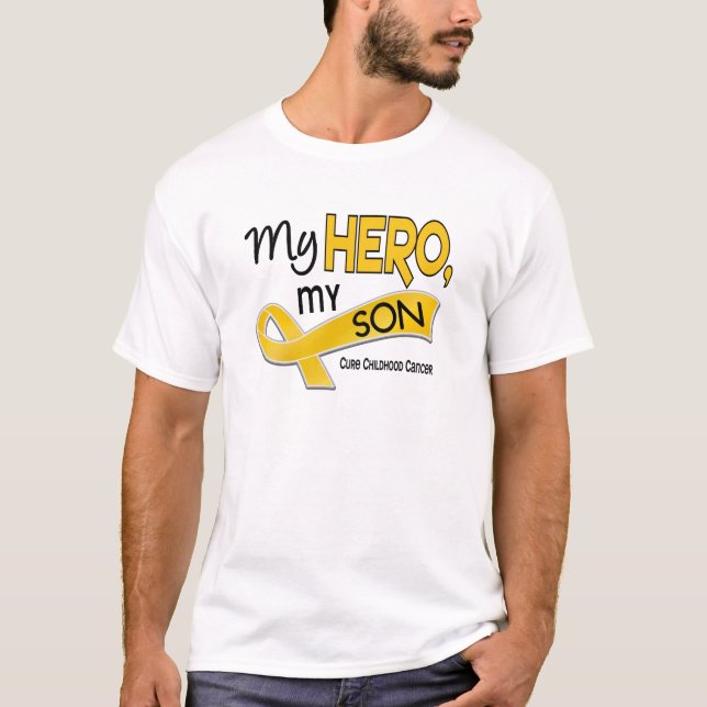 Camiseta Cáncer de la niñez MI HÉROE MI HIJO 42 (Anverso)