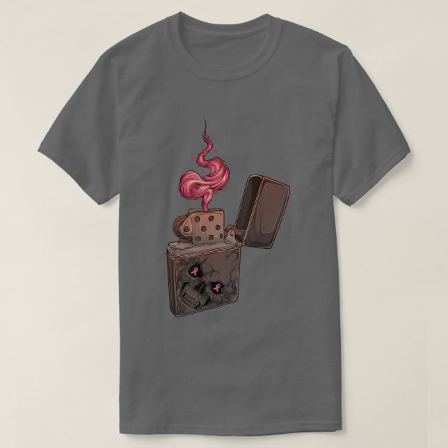 Camiseta Cáncer de mama A con un paracaidista rosa con un f (Diseño del anverso)