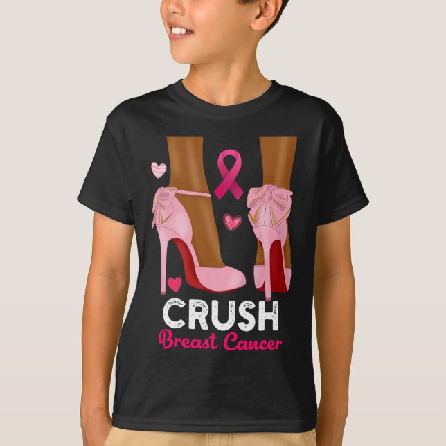 Camiseta Cáncer De Mama Aplastante En Octubre Usamos Negro  (Anverso)