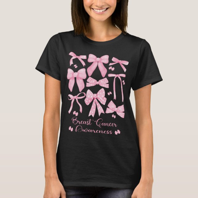 Camiseta Cáncer de Mama Bow Rosa Estético Coquette (Anverso)