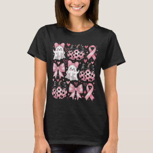 Camiseta Cáncer De Mama Bow Rosado De Fantasma Retro Cute H