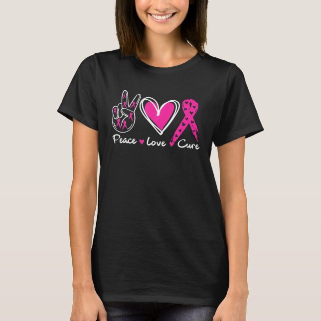 Camiseta Cáncer de Mama Concienciación Vestimenta Paz Rosa  (Anverso)