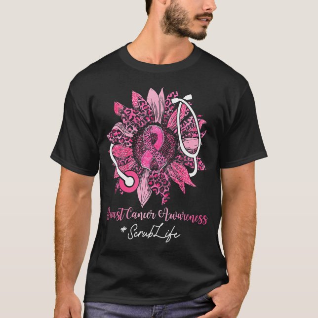 Camiseta Cáncer de mama de cinta rosada de vida de crudo de (Anverso)