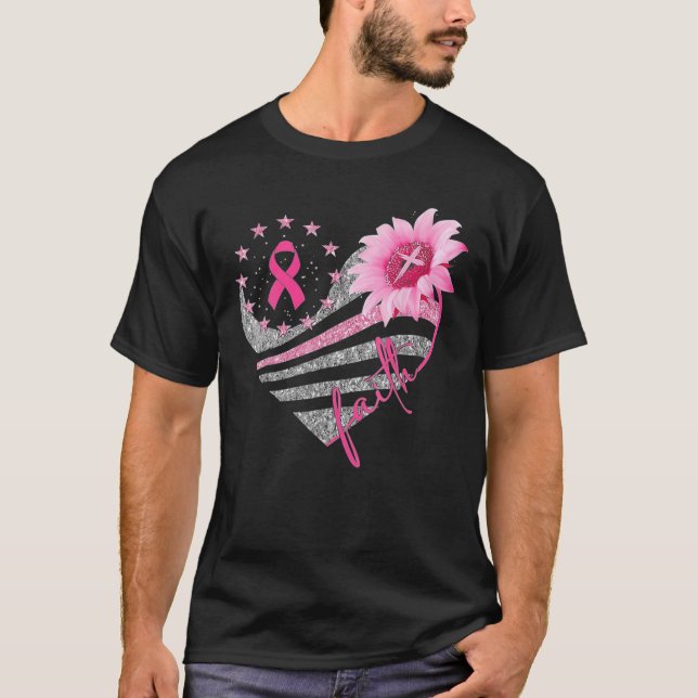 Camiseta Cáncer de Mama de Fe de Cinta de Girasol (Anverso)