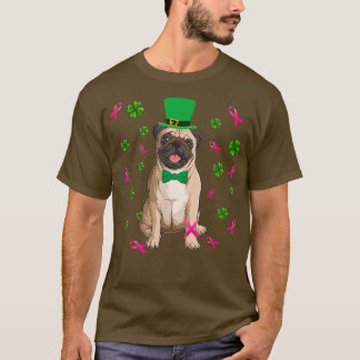 Camiseta Cáncer de mama Divertido pug Dog San Patrick