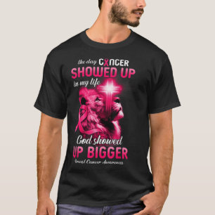 Camiseta Cáncer de mama en cinta rosa cruzada de león crist