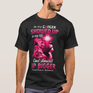 Camiseta Cáncer de mama en cinta rosa cruzada de león crist