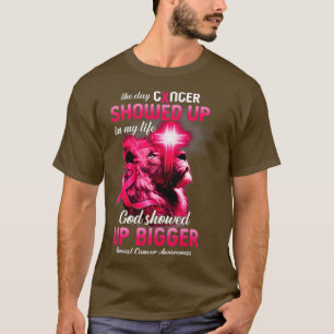 Camiseta Cáncer de mama en cinta rosa cruzada de león crist