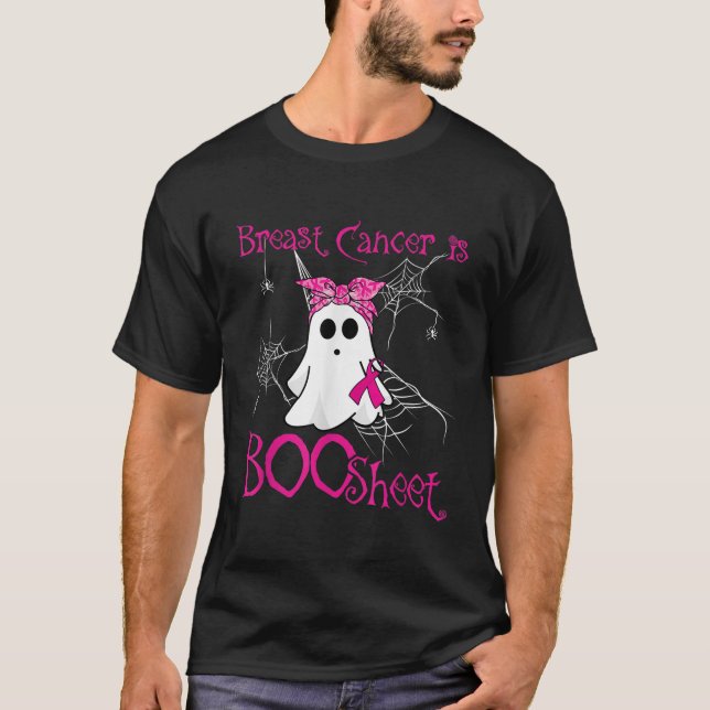 Camiseta Cáncer De Mama Es Una Hoja De Boos De Halloween Ve (Anverso)