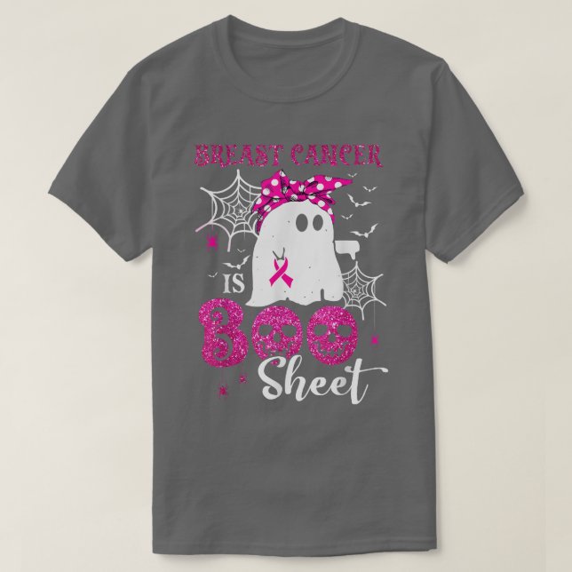 Camiseta Cáncer De Mama Es Una Hoja De Bote Fantasma Hallow (Diseño del anverso)