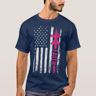 Camiseta Cáncer de Mama Fe Conciencia Americana sobre el Cá