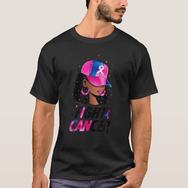 Camiseta Cáncer de mama Guerrera afroamericana de mujeres n (Anverso)