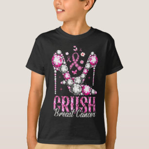Camiseta Cáncer de mama machacado Cinta rosada de tacones a