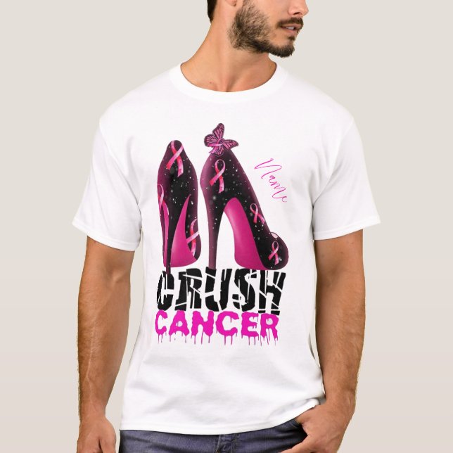 Camiseta Cáncer de mama machacado Nombre de conciencia pers (Anverso)