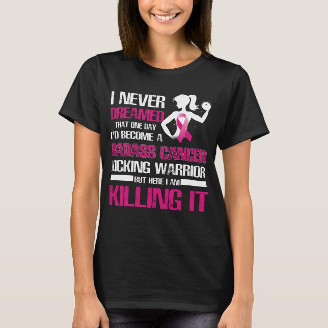 Camiseta cáncer de mama pateando guerrero (Anverso)
