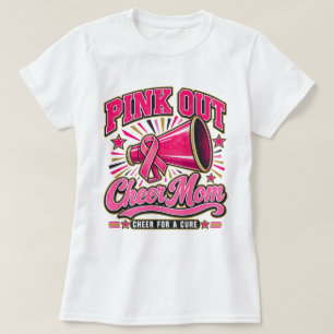 Camiseta Cáncer de Mama Pink Out Cheer Mom Cheer por una cu