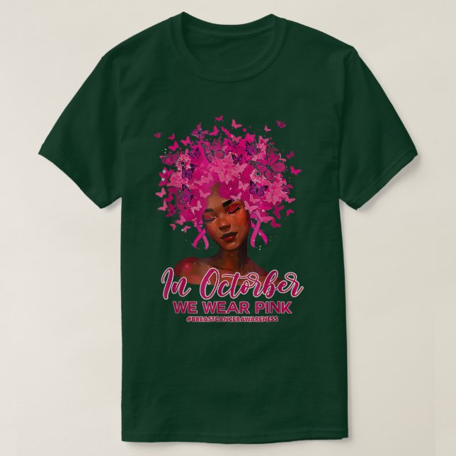 Camiseta Cáncer De Mama Reina Negra En Octubre Usamos Rosa (Diseño del anverso)