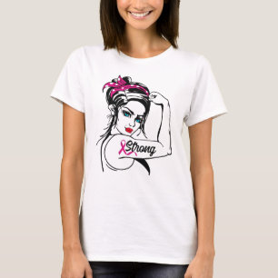 Camiseta Cáncer de Mama Rosie Strong The Riveter Pink Ribb