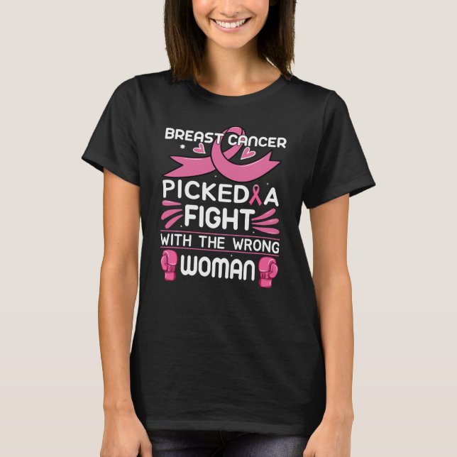 Camiseta Cáncer de mama se enfrentó a la mujer equivocada (Anverso)