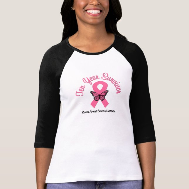Camiseta Cáncer de mama Superviviente de 10 años (Anverso)