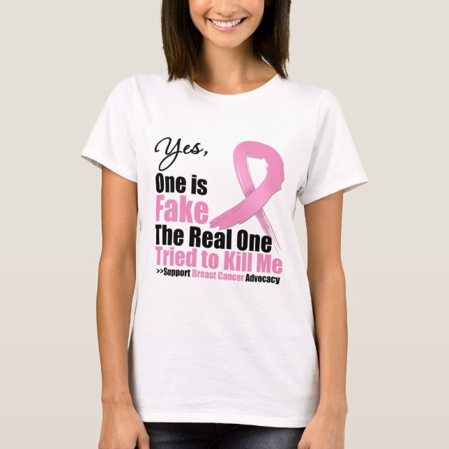Camiseta Cáncer de mama Uno es falso (Anverso)
