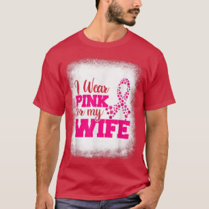 Camiseta Cáncer De Mama, Uso Rosa Para Mi Esposa Cinta Rosa