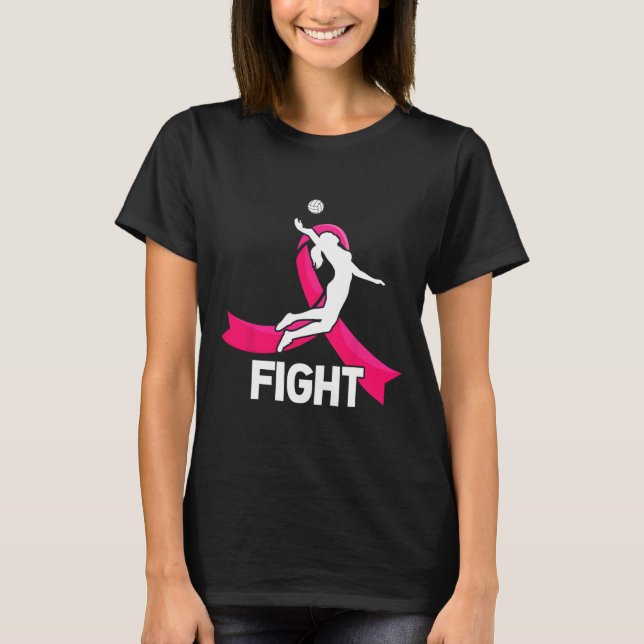 Camiseta Cáncer de mama Voleibol Sensibilización Cinta Rosa (Anverso)