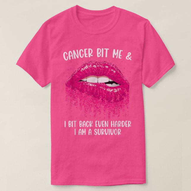 Camiseta Cáncer De Mí Soy Sobreviviente Morder Lips Mama C (Diseño del anverso)