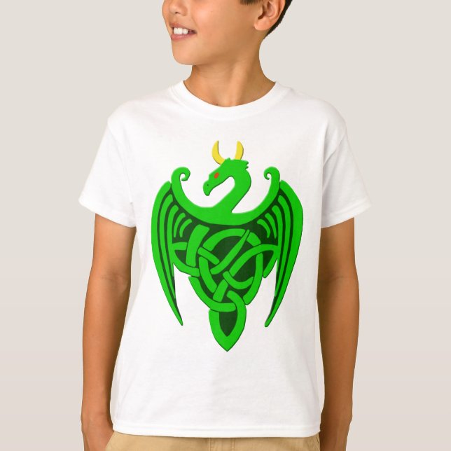 Camiseta Cáncer de niño del Dragón Celular Verde arriba (Anverso)