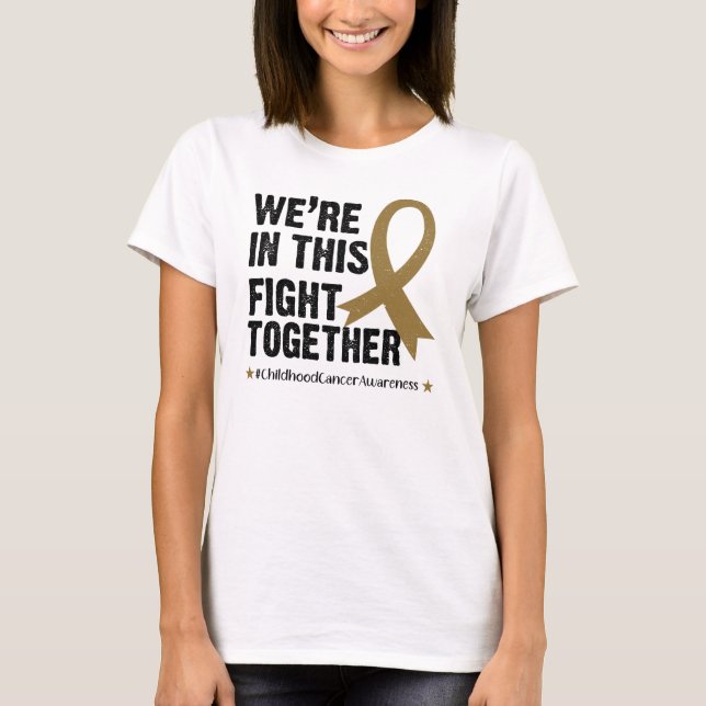 Camiseta Cáncer De Niños De Cinta Dorada Juntos (Anverso)