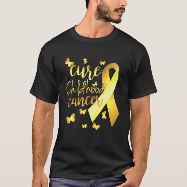 Camiseta Cáncer de niños de cura con mujeres de lazo de oro (Anverso)