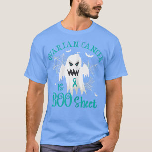 Camiseta Cáncer de ovario femenino es hoja de boo Verde azu
