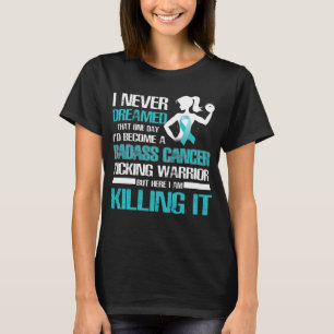 Camiseta cáncer de ovario pateando a mujeres guerreras