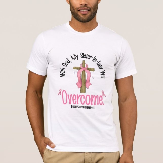 Camiseta Cáncer de pecho con dios que mi cuñada Overc (Anverso)