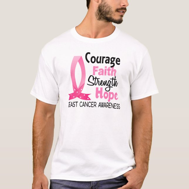 Camiseta Cáncer de pecho de la esperanza de la fuerza de la (Anverso)