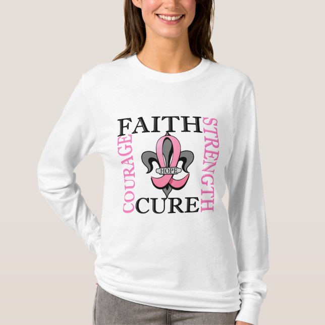 Camiseta Cáncer de pecho de la flor de lis 3 (Anverso)