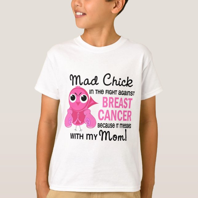 Camiseta Cáncer de pecho enojado de la mamá del polluelo 2 (Anverso)