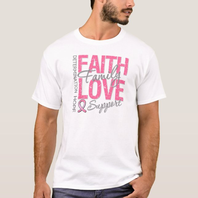 Camiseta Cáncer de pecho inspirador del collage del lema (Anverso)
